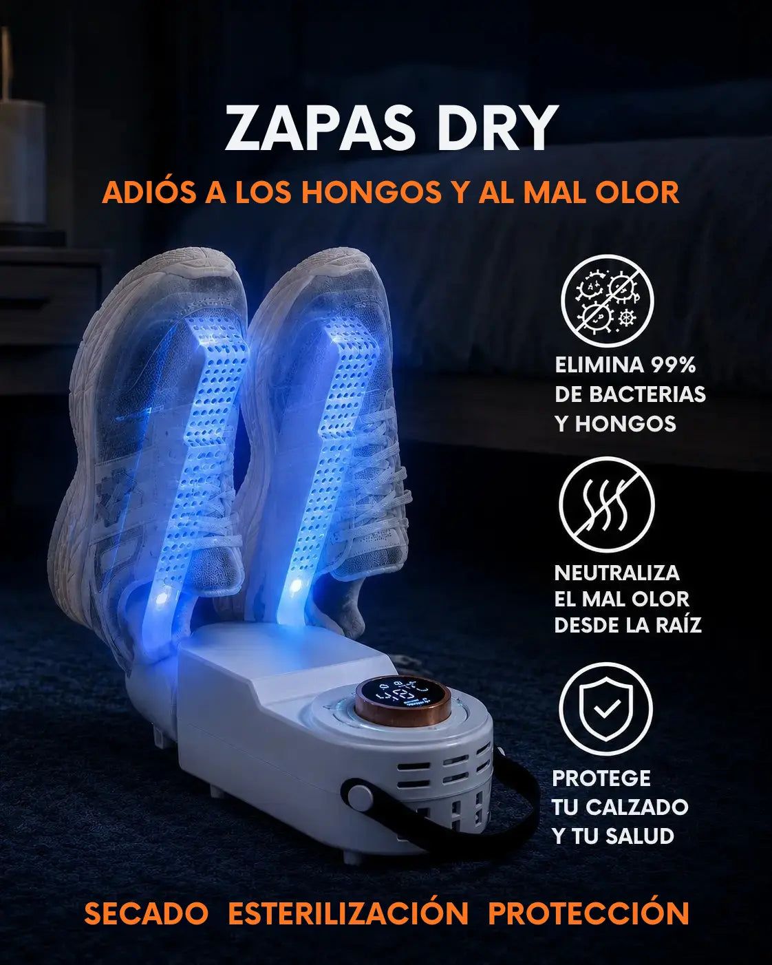 Zapas Dry - Elimina Hongos y Mal Olor del Calzado con Luz UV Antibacterial